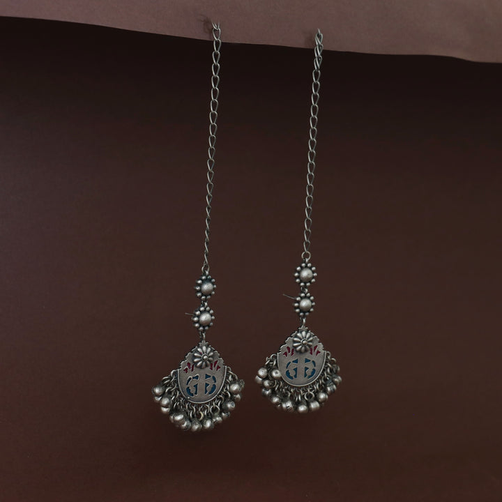 Lalasa Flower Cluster Ghungroo Earring With Ear Chain