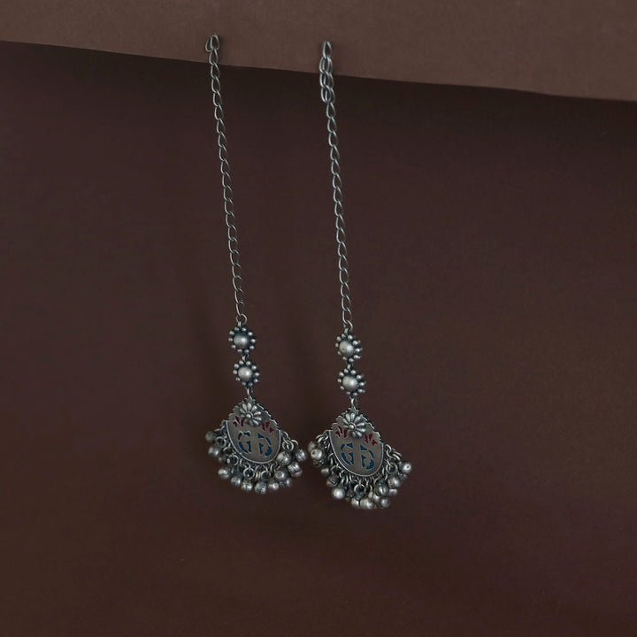 Lalasa Flower Cluster Ghungroo Earring With Ear Chain