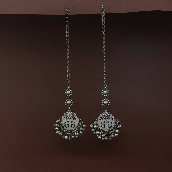 Lalasa Flower Cluster Ghungroo Earring With Ear Chain