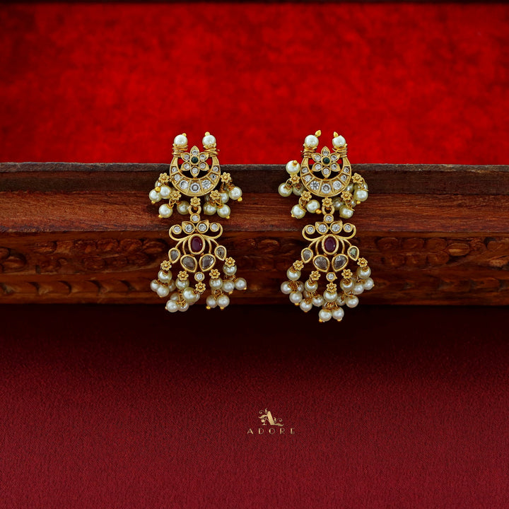 Harini Flowery Pearl Bridal Long Haram With Earring