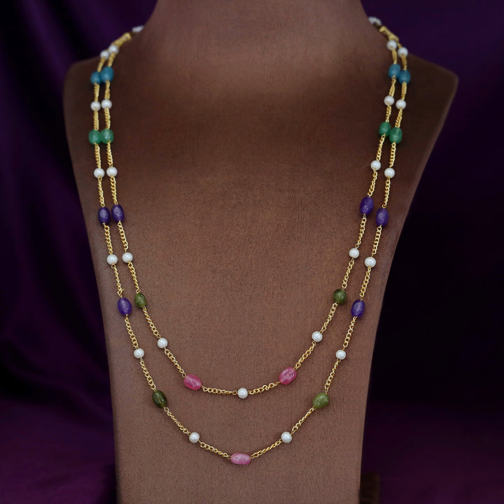 Usha Golden Two Layer Pearl Neckpiece