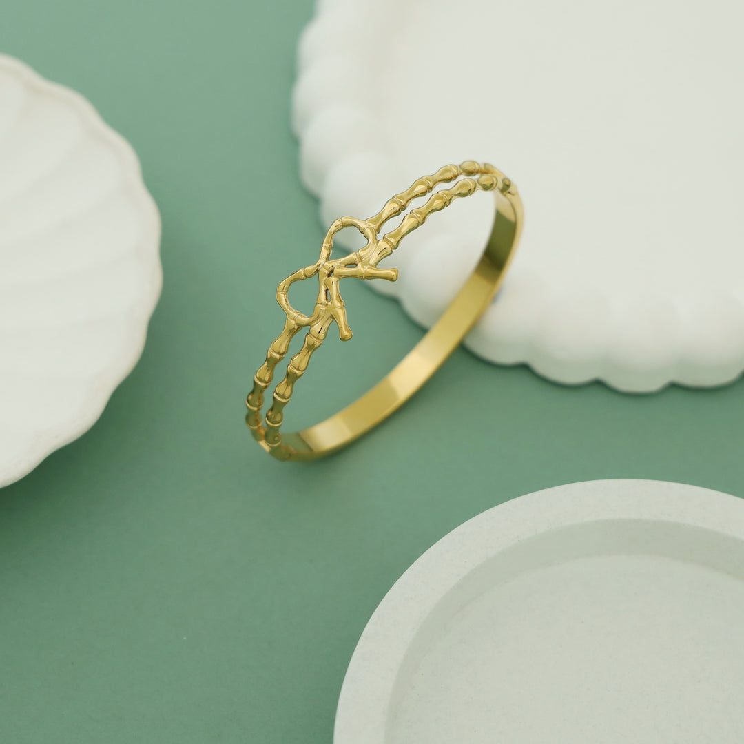 Olive 2 Layer Golden Bow Openable Bangle