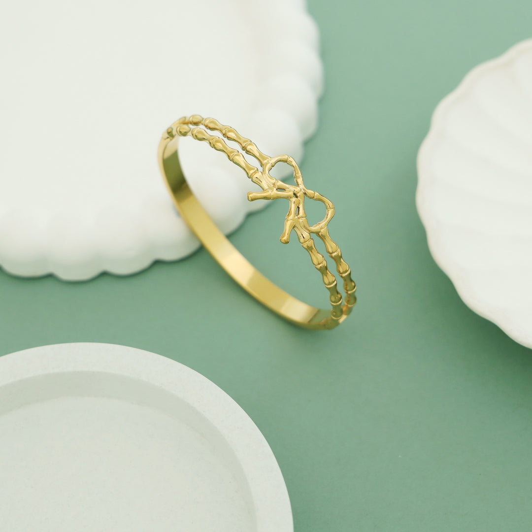 Olive 2 Layer Golden Bow Openable Bangle