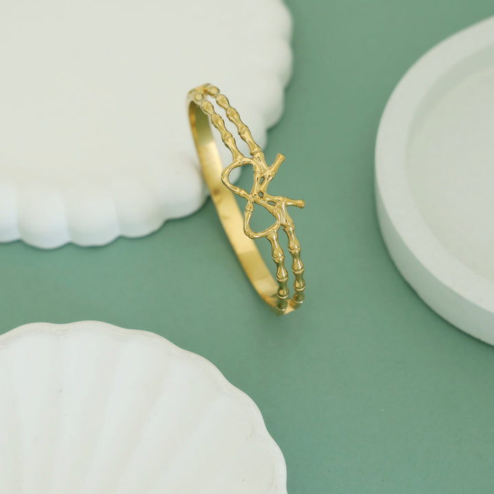 Olive 2 Layer Golden Bow Openable Bangle