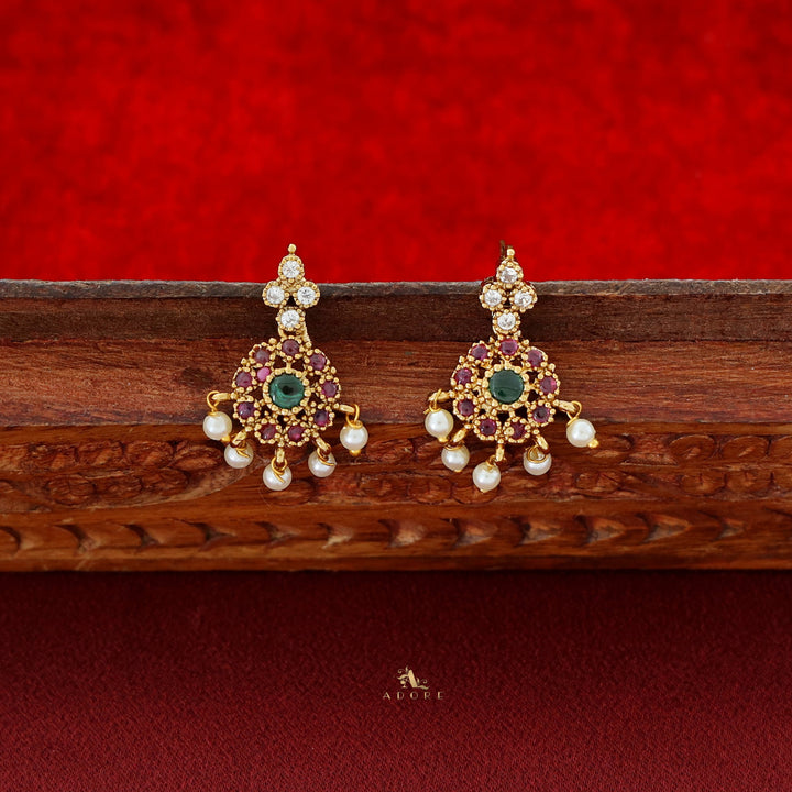 Chaitra Long Flowery Pearl Neckpice With Earring