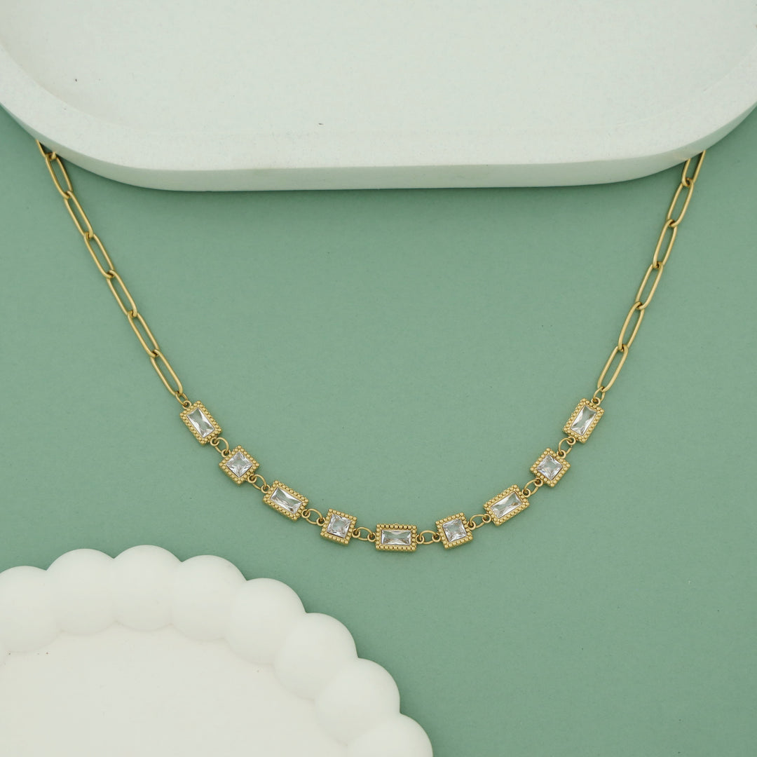 Noelle Square + Rectangle Stone Neckpiece