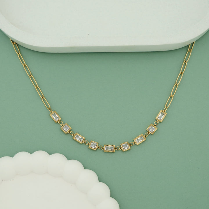 Noelle Square + Rectangle Stone Neckpiece