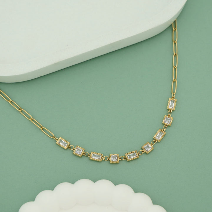 Noelle Square + Rectangle Stone Neckpiece