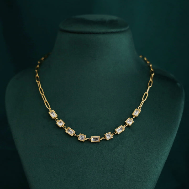 Noelle Square + Rectangle Stone Neckpiece