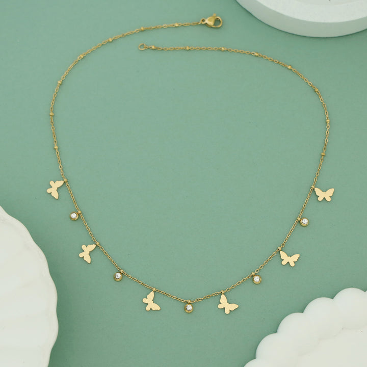 Paulina Glossy Stone Butterfly Neckpiece