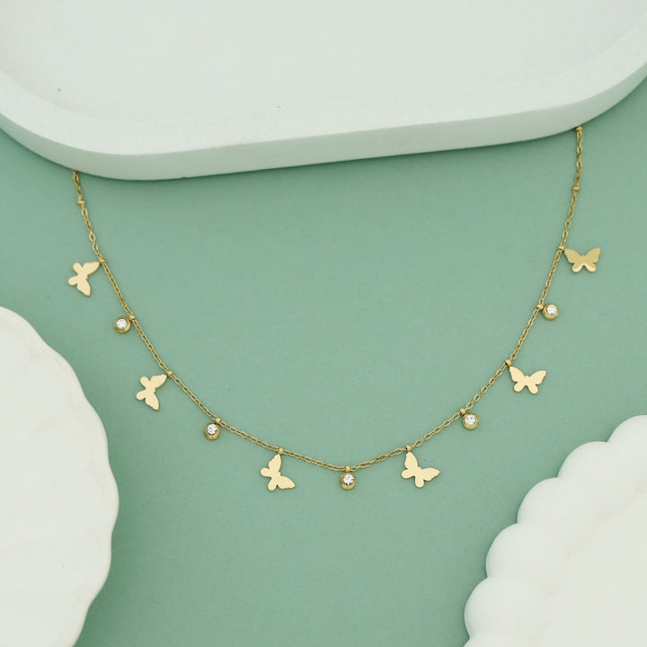 Paulina Glossy Stone Butterfly Neckpiece