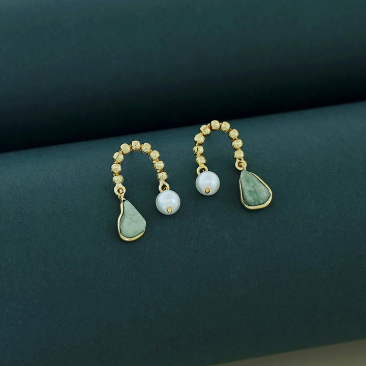 Irma Golden Pearl And Raw Stone Earring