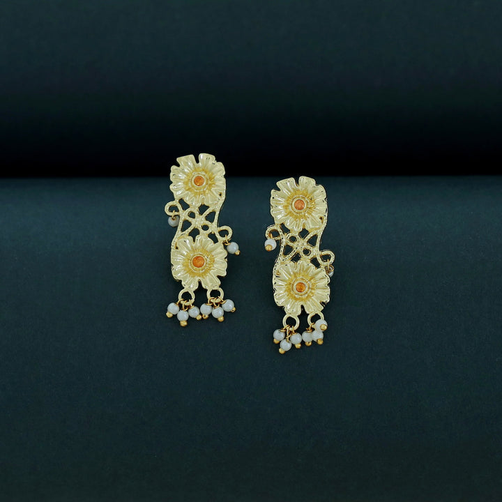 Martha Pearl Dual Flower Glossy Stone Earring