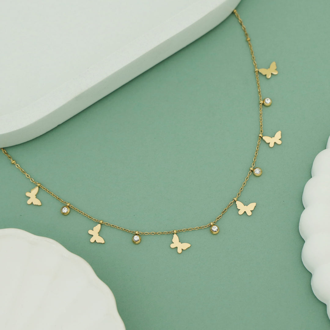 Paulina Glossy Stone Butterfly Neckpiece