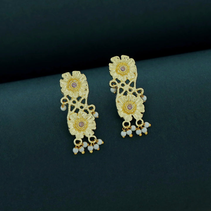 Martha Pearl Dual Flower Glossy Stone Earring