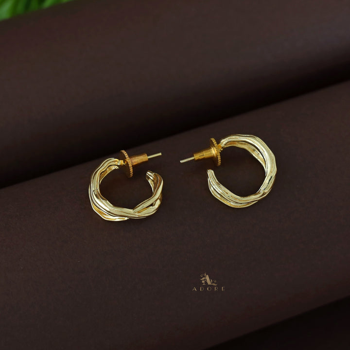 Golden 2 Layer Cross Wave Hoop