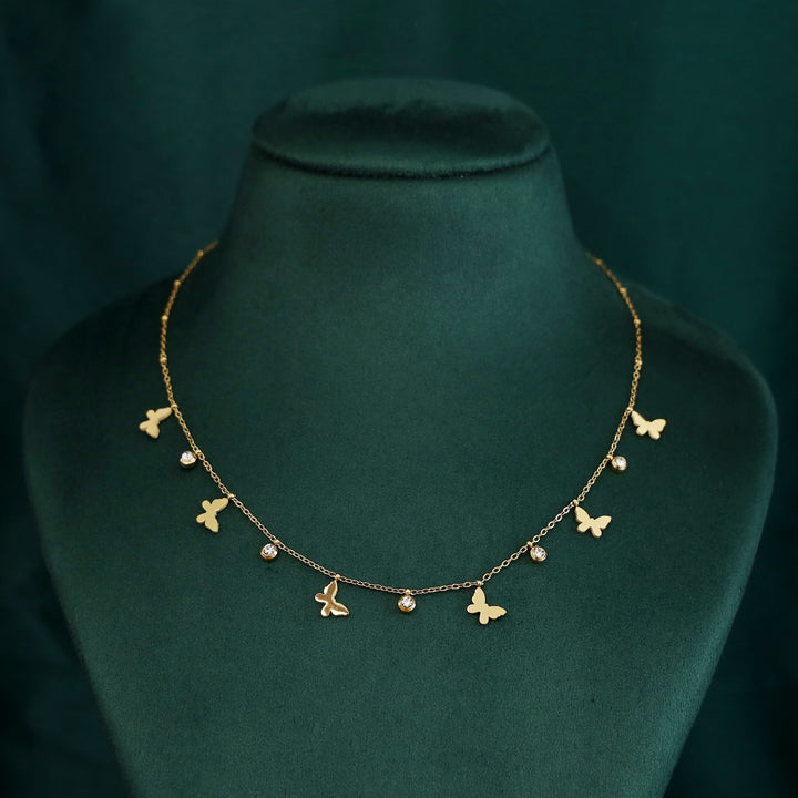 Paulina Glossy Stone Butterfly Neckpiece