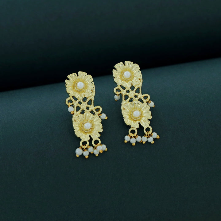 Martha Pearl Dual Flower Glossy Stone Earring