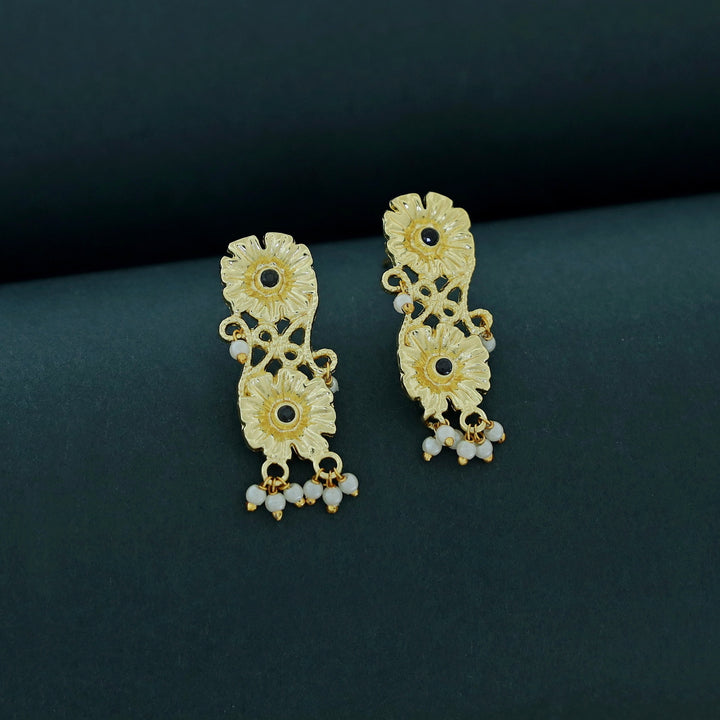 Martha Pearl Dual Flower Glossy Stone Earring
