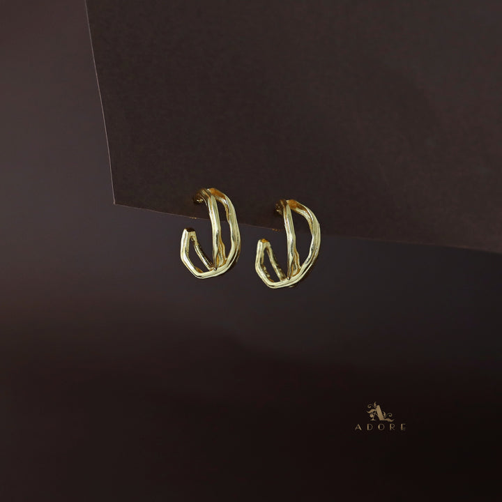 Golden 2 Layer Cross Wave Hoop