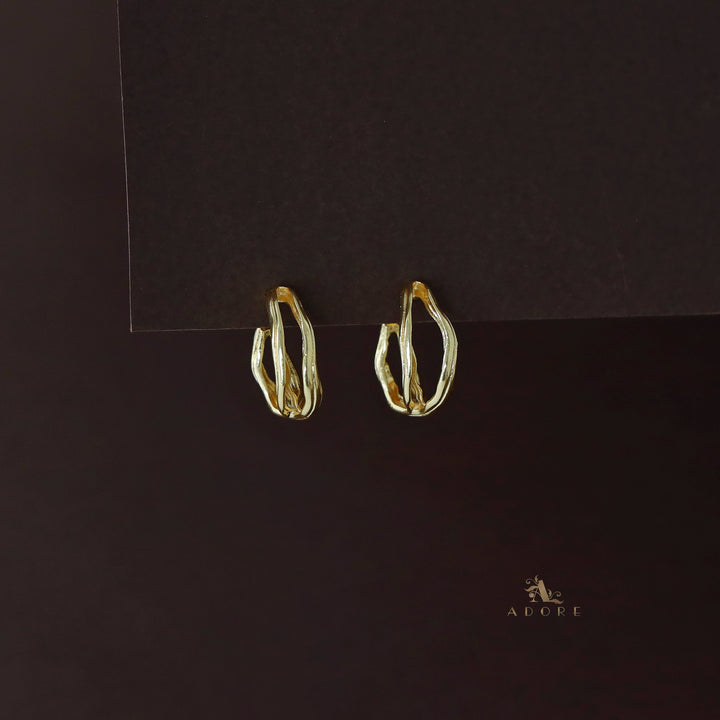 Golden 2 Layer Cross Wave Hoop