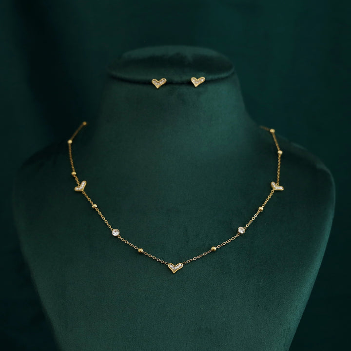 Lyra Heart + Glossy Stone Neckpiece with Stud