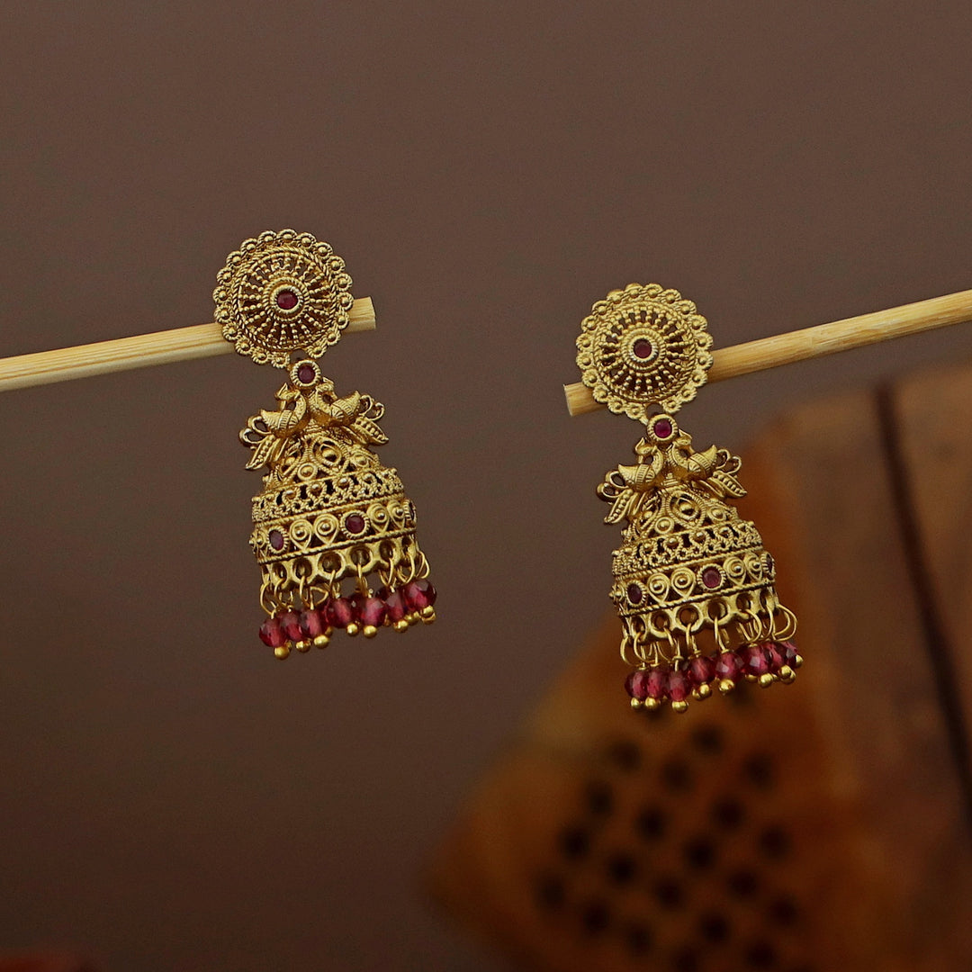 Mounika Mayura Beaded Jhumka