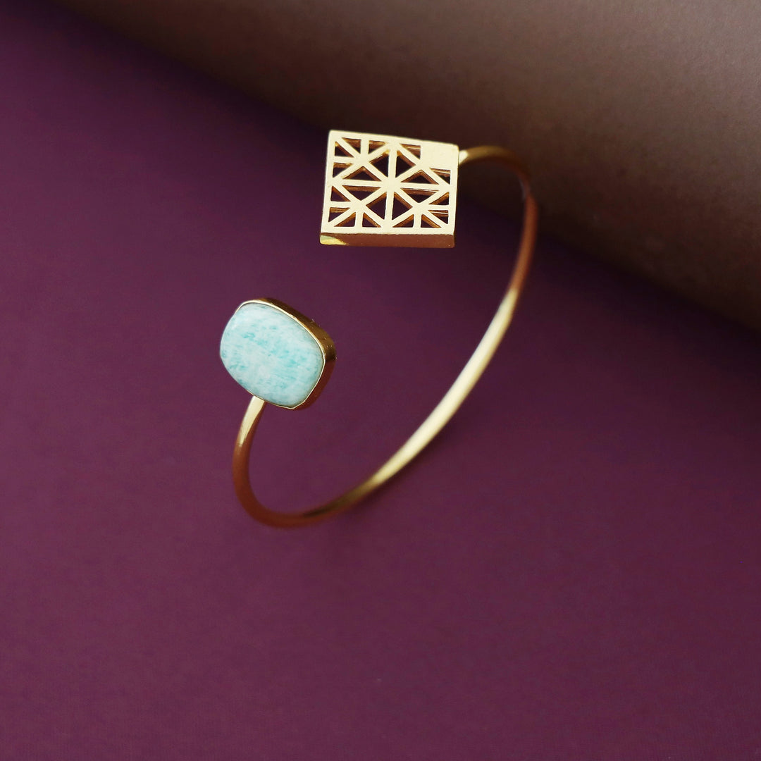 Mirelle Golden Rhombus Natural Stone Bangle