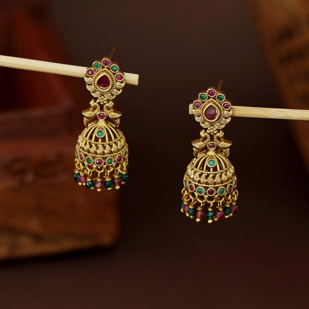 Shanti Mayura Beaded Jhumka