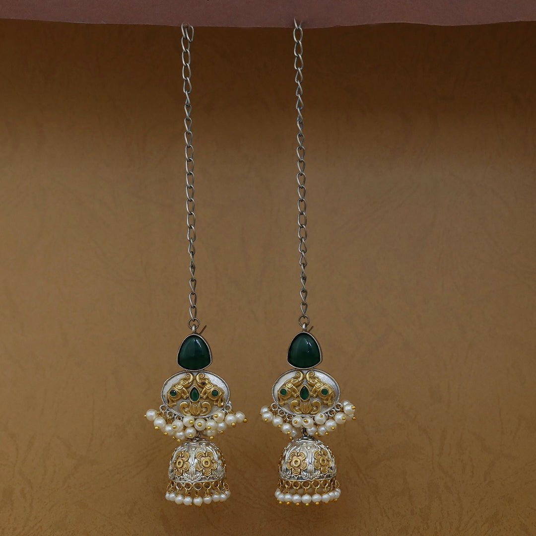 Imrana Glossy Airavat Pearl Jhumka With Ear Chain