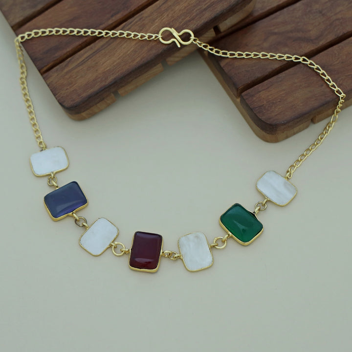 Vaanya Golden MOP + Glossy Stone Choker