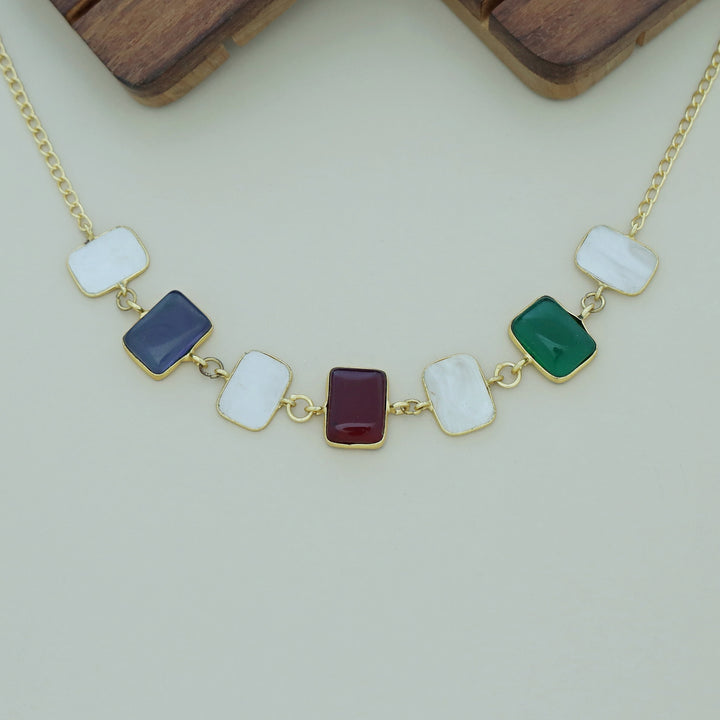 Vaanya Golden MOP + Glossy Stone Choker