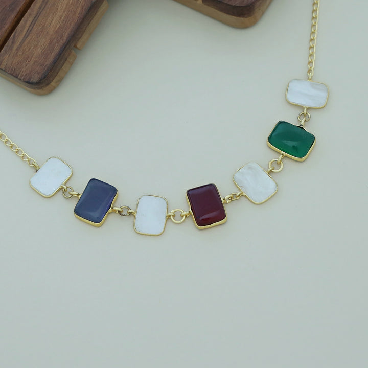 Vaanya Golden MOP + Glossy Stone Choker