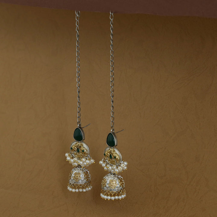 Imrana Glossy Airavat Pearl Jhumka With Ear Chain