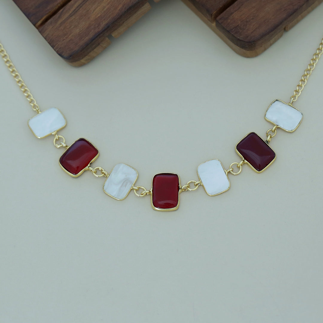 Vaanya Golden MOP + Glossy Stone Choker