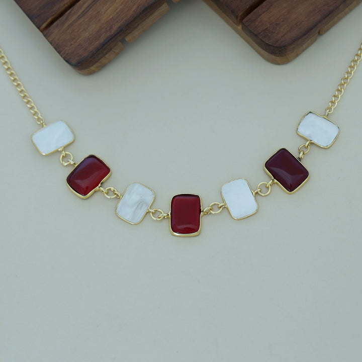 Vaanya Golden MOP + Glossy Stone Choker