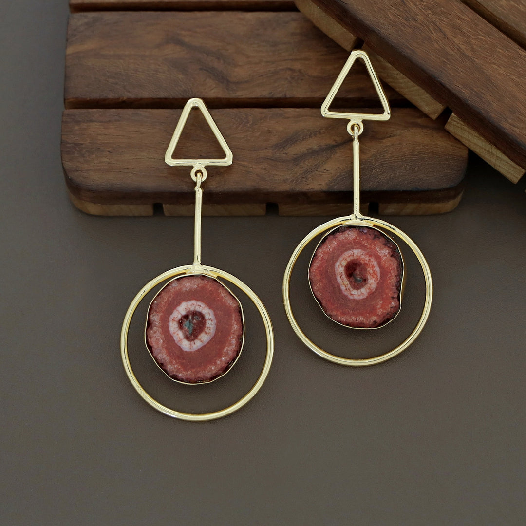Bettie Triangle Pendulum Circle Agate Stone Earring