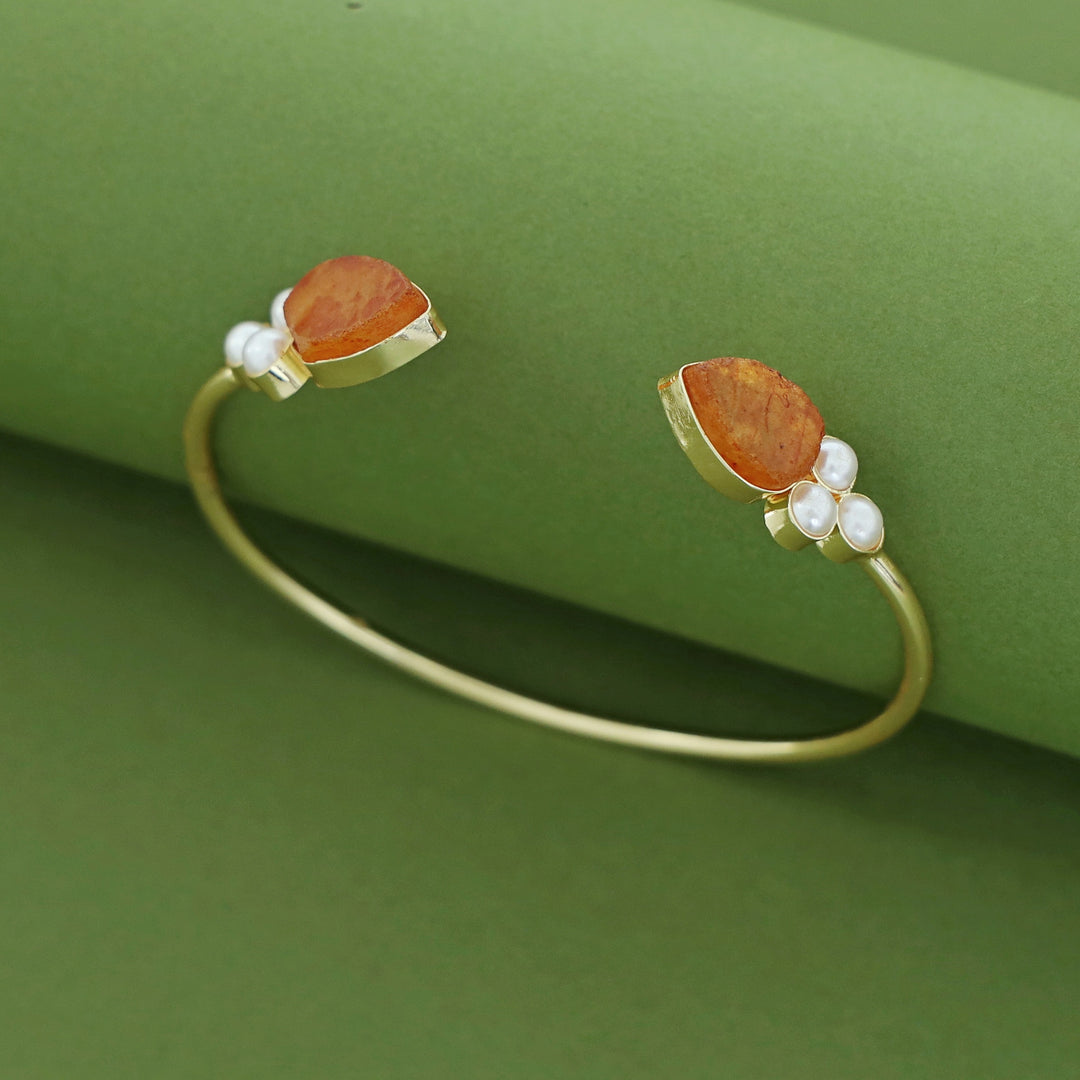 Tabitha Golden Pearl Raw Stone Bangle