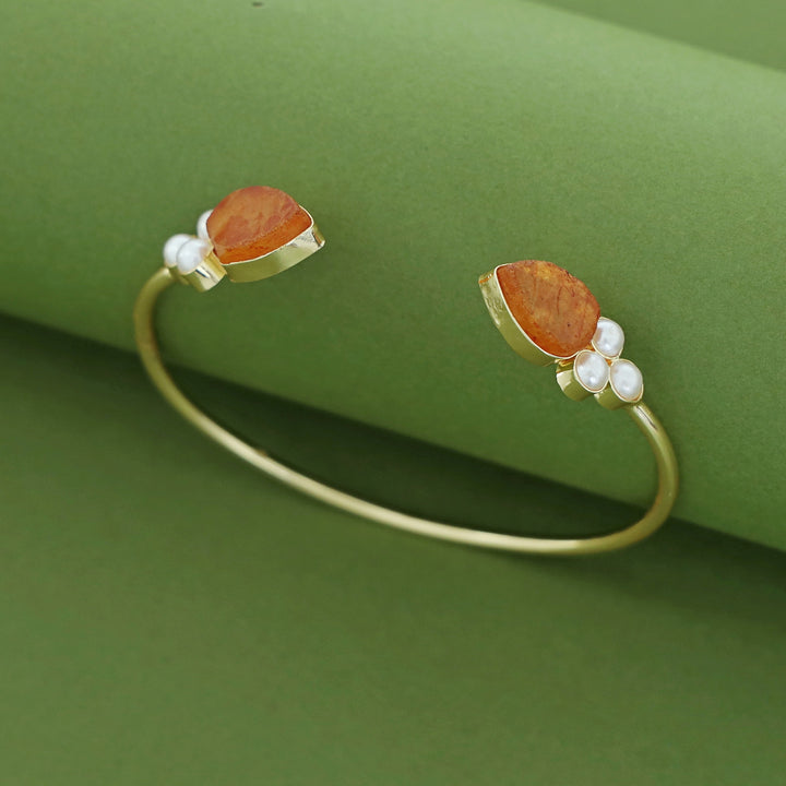 Tabitha Golden Pearl Raw Stone Bangle