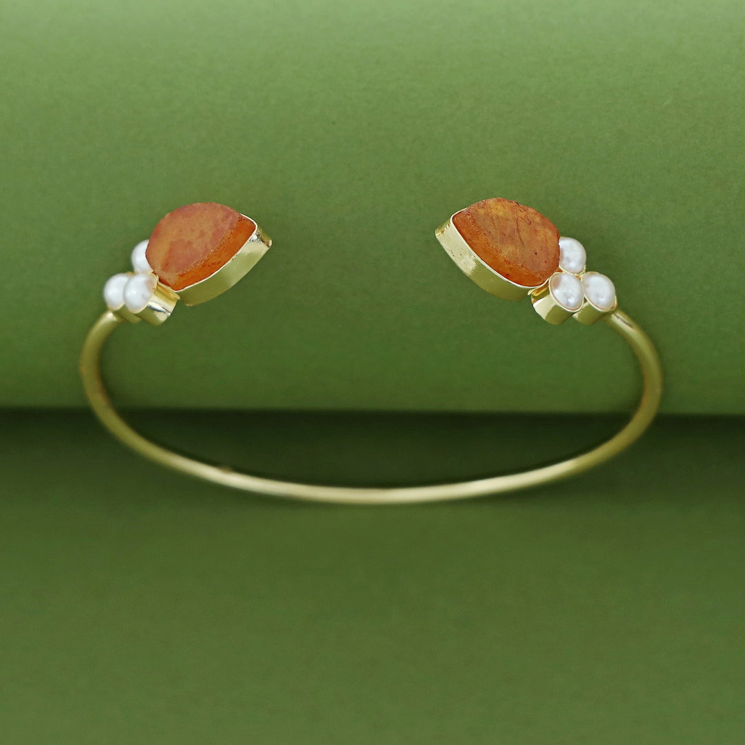 Tabitha Golden Pearl Raw Stone Bangle
