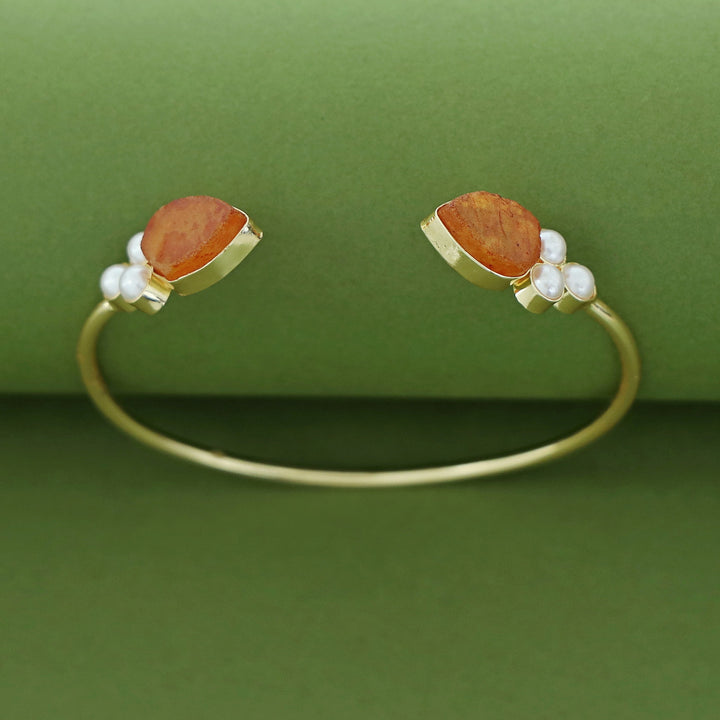 Tabitha Golden Pearl Raw Stone Bangle