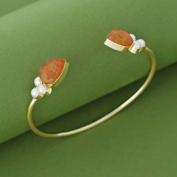 Tabitha Golden Pearl Raw Stone Bangle