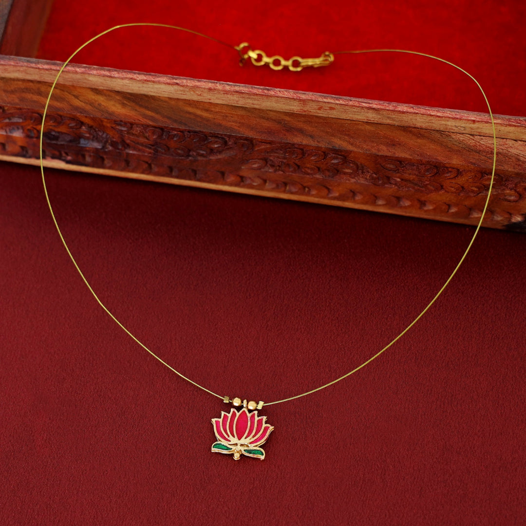 Advaita Enamel Lotus String Neckpiece