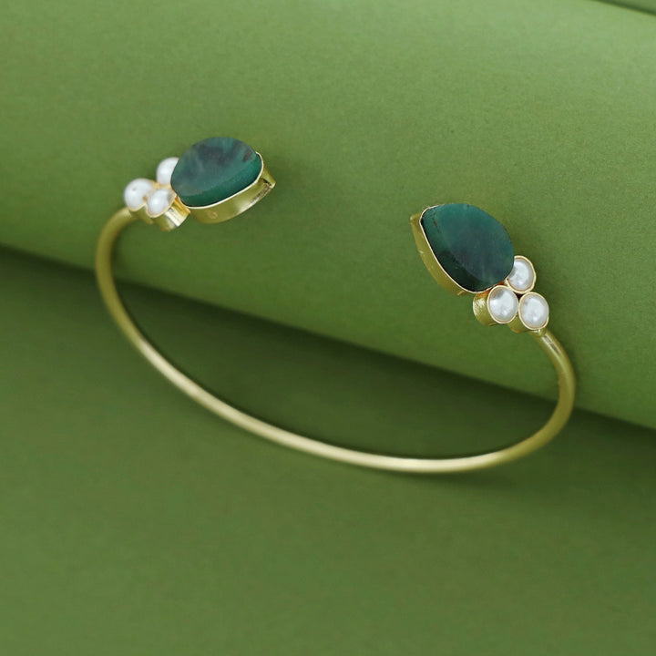 Tabitha Golden Pearl Raw Stone Bangle
