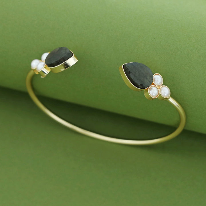 Tabitha Golden Pearl Raw Stone Bangle