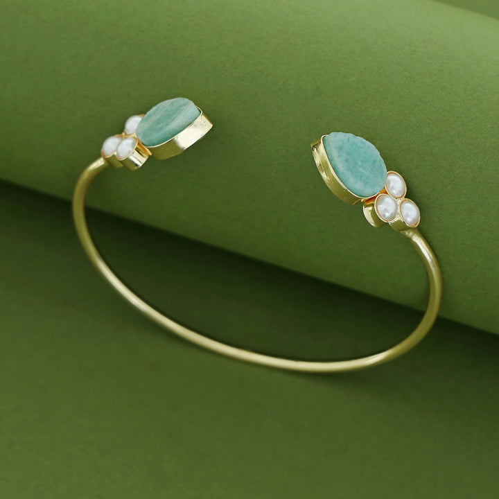 Tabitha Golden Pearl Raw Stone Bangle