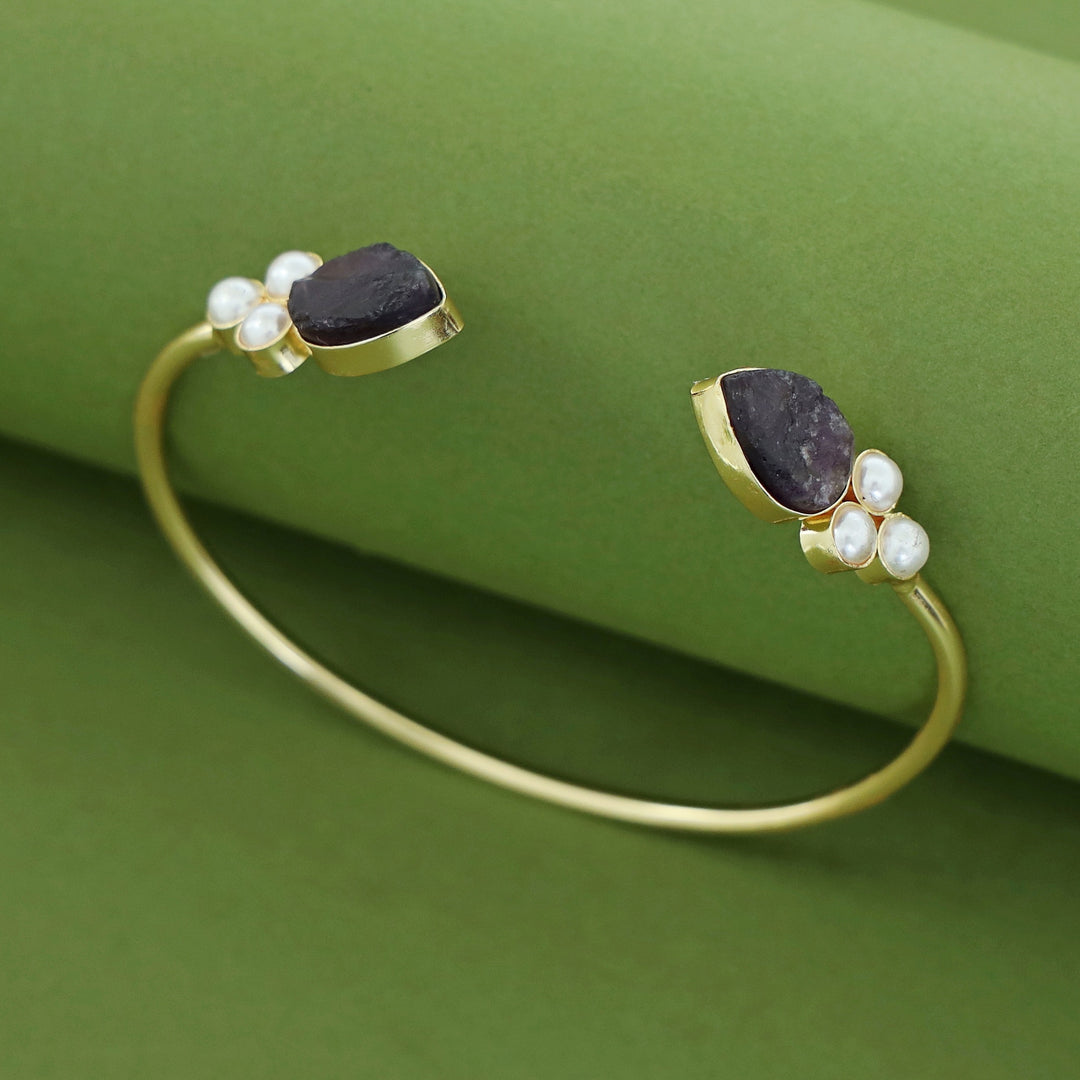 Tabitha Golden Pearl Raw Stone Bangle