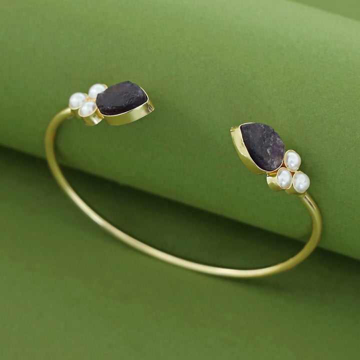 Tabitha Golden Pearl Raw Stone Bangle