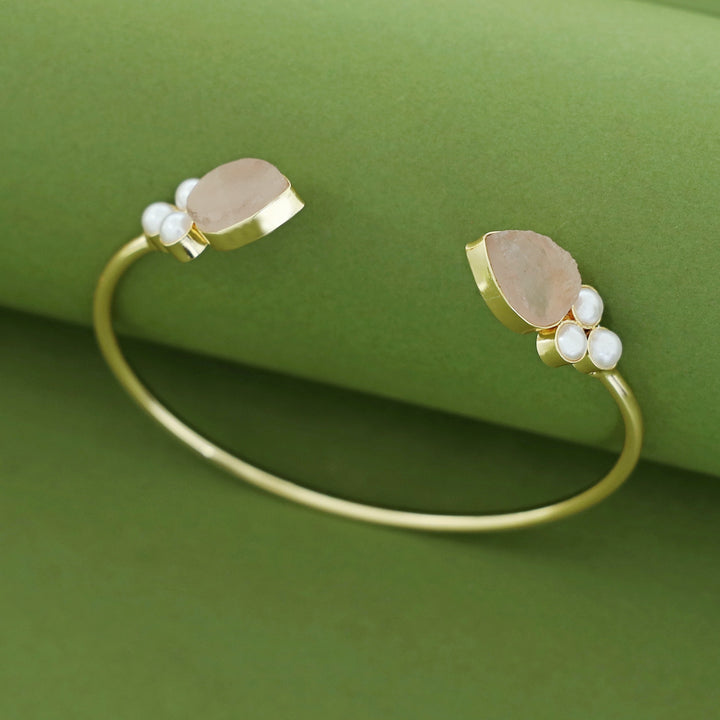 Tabitha Golden Pearl Raw Stone Bangle