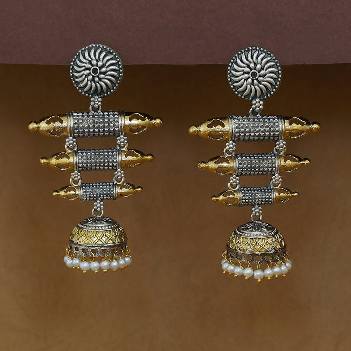 Jeevitha Circle Tri Stick Pearl Jhumka